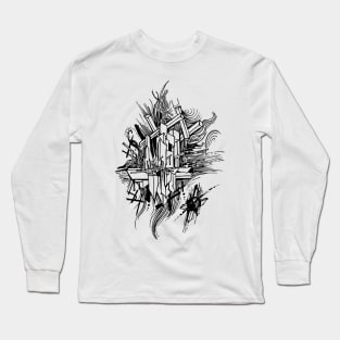 Abstract doodle line art Long Sleeve T-Shirt